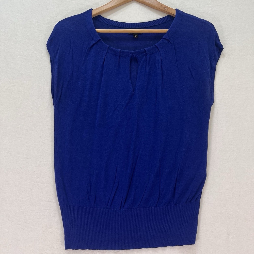 Express‎ Women's Royal Blue Cap Sleeve Front Keyhole Sweater Sz XS